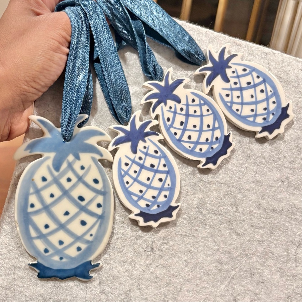 RUSS BERRIE - Vintage Holiday Pineapple Ornaments Set of 4